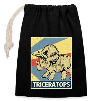 Triceratops - Closable cotton gift bag (14x20cm) - black - Front