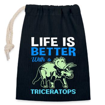 Triceratops - Closable cotton gift bag (14x20cm) - navy - Front