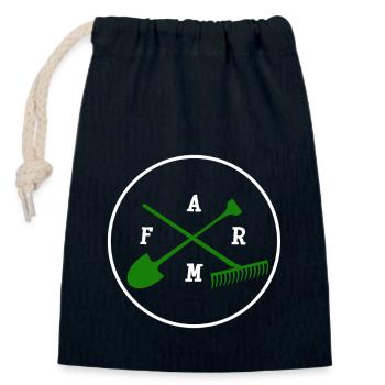 Farm with tools - Bauernhof mit Werkzeugen - Verschließbarer Geschenkbeutel aus Baumwolle (14x20cm) - Navy - Vorne