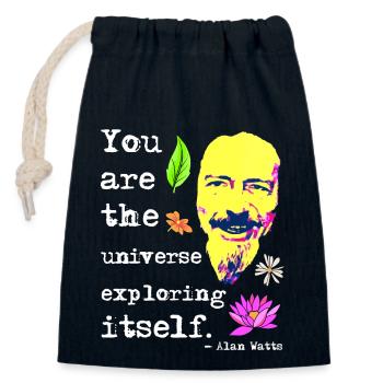Du bist das Universum, das sich selbst erforscht | Alan Watts - Verschließbarer Geschenkbeutel aus Baumwolle (14x20cm) - Navy - Vorne