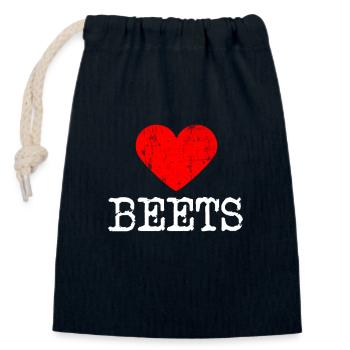 Heart BEETS | Love BEETS - Closable cotton gift bag (14x20cm) - navy - Front