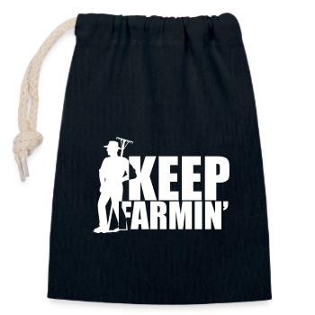 Keep farmin with rake - Bauer mit Harke - Verschließbarer Geschenkbeutel aus Baumwolle (14x20cm) - Navy - Vorne
