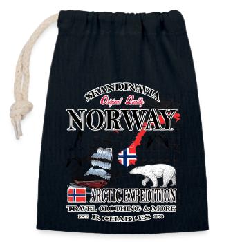 Norway Fishing Skandinavia - Sac cadeau en coton avec cordon (14 x 20 cm) - bleu marine - Devant
