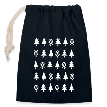 Sapin de Noël Vintage - Sac cadeau en coton avec cordon (14 x 20 cm) - bleu marine - Devant