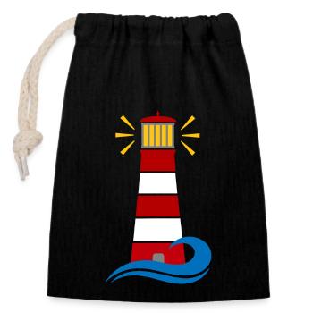 lighthouse - Closable cotton gift bag (14x20cm) - black - Front