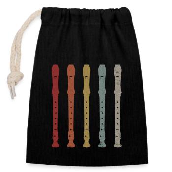 Flûte à bec - Sac cadeau en coton avec cordon (14 x 20 cm) - noir - Devant