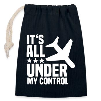 Pilot airplane cockpit flight attendant stewardess - Closable cotton gift bag (14x20cm) - navy - Front