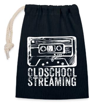 90s Oldschool Streaming - Closable cotton gift bag (14x20cm) - navy - Front