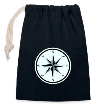 Windrose Compass Nautical Maritime Compass - Closable cotton gift bag (14x20cm) - navy - Front