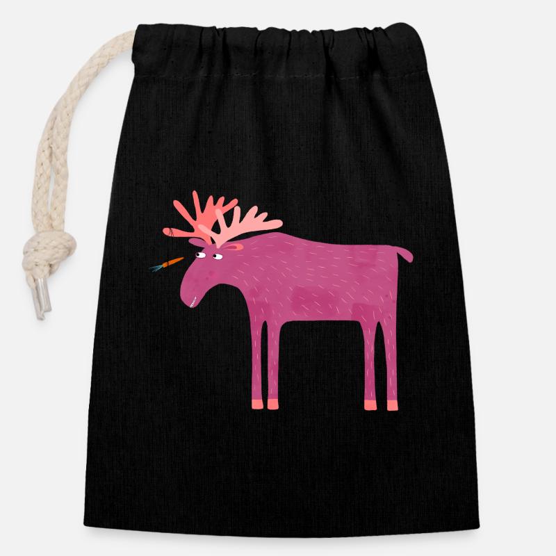 Daft Moose - Sac cadeau en coton avec cordon (14 x 20 cm) - noir