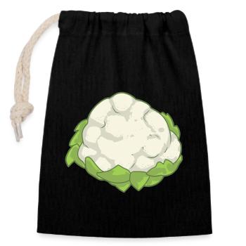 Chou-fleur Légumes Nourriture Végétal - Sac cadeau en coton avec cordon (14 x 20 cm) - noir - Devant