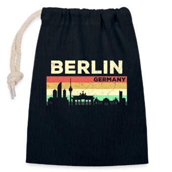 Berlin skyline capital Germany - Closable cotton gift bag (14x20cm) - navy - Front