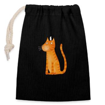 ginger cat and mouse - Closable cotton gift bag (14x20cm) - black - Front