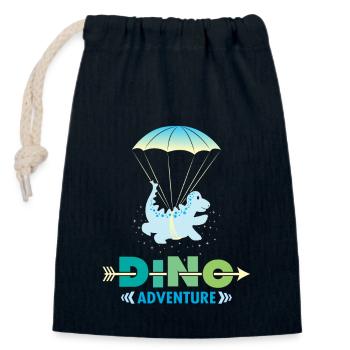 enfants Dino - Sac cadeau en coton avec cordon (14 x 20 cm) - bleu marine - Devant