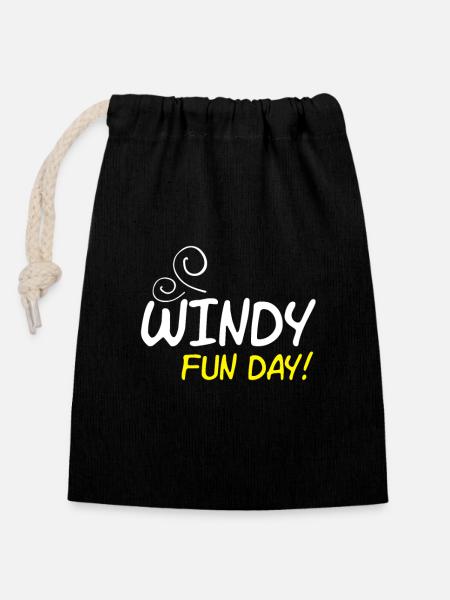Windy fun day - Verschließbarer Geschenkbeutel aus Baumwolle (14x20cm) - Schwarz