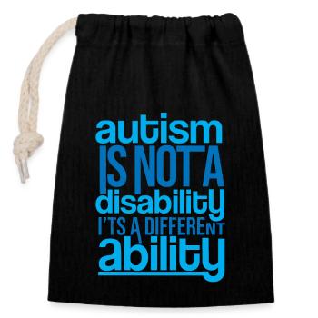 autism - Closable cotton gift bag (14x20cm) - black - Front