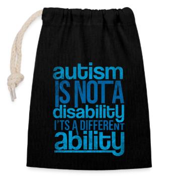 autism - Closable cotton gift bag (14x20cm) - black - Front