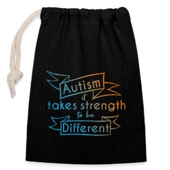autism - Closable cotton gift bag (14x20cm) - black - Front