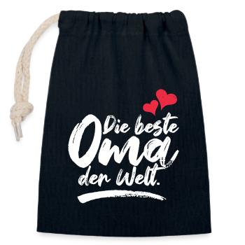 Die beste Oma der Welt - Verschließbarer Geschenkbeutel aus Baumwolle (14x20cm) - Navy - Vorne