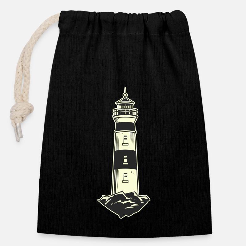 Lighthouse Lighthouse - Closable cotton gift bag (14x20cm) - black