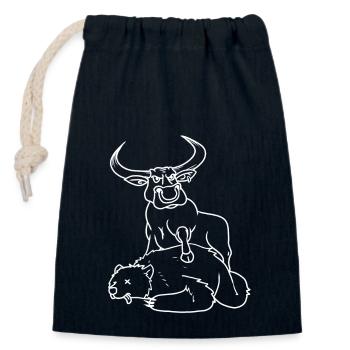 Bulle Bank Bear Stock Exchange Capital Shares Economy - Closable cotton gift bag (14x20cm) - navy - Front