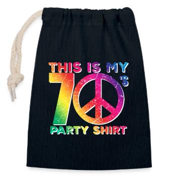 70er Jahre 70s Siebziger Retro Hippie - Verschließbarer Geschenkbeutel aus Baumwolle (14x20cm) - Navy - Vorne