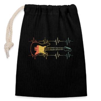 Rock Pulsfrequenz Rock and Roll Musique Guitare - Sac cadeau en coton avec cordon (14 x 20 cm) - noir - Devant