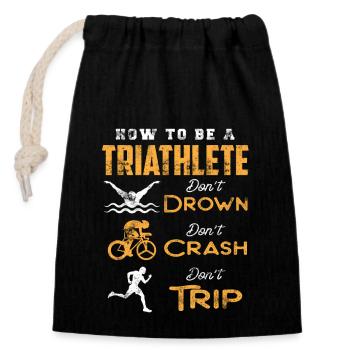 Triathlon Sport Triathlète Cyclisme Course à pied Sport - Sac cadeau en coton avec cordon (14 x 20 cm) - noir - Devant