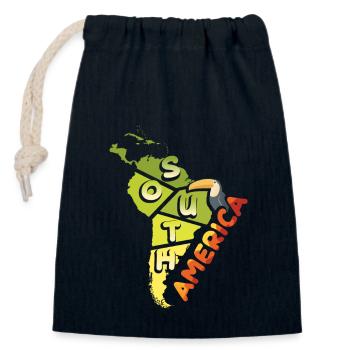 South America - Closable cotton gift bag (14x20cm) - navy - Front