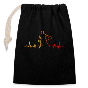 Heartbeat Basketball - Closable cotton gift bag (14x20cm) - black - Front