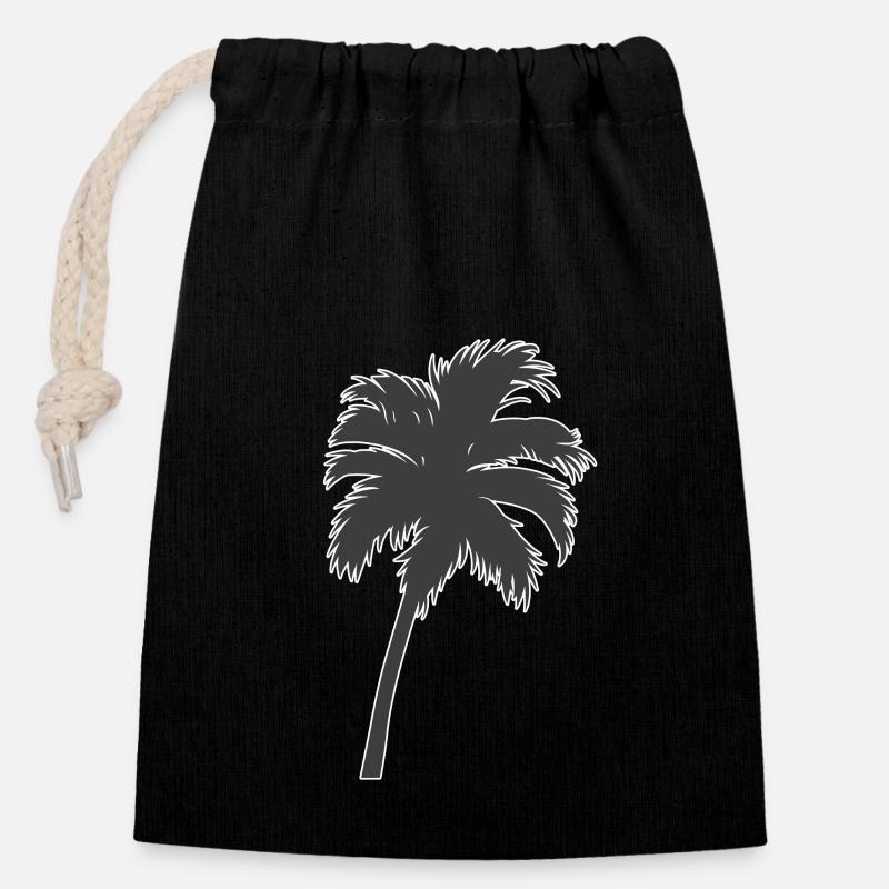 Palmier palmier - Sac cadeau en coton avec cordon (14 x 20 cm) - noir