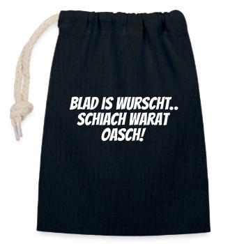 Blad is Wurscht Schiach Warat Oasch Österreich - Verschließbarer Geschenkbeutel aus Baumwolle (14x20cm) - Navy - Vorne