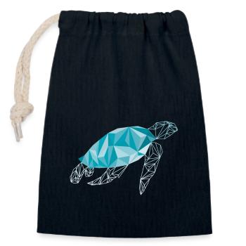 Tortue polygone - Sac cadeau en coton avec cordon (14 x 20 cm) - bleu marine - Devant