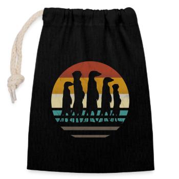 Suricate rétro vintage - Sac cadeau en coton avec cordon (14 x 20 cm) - noir - Devant