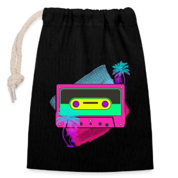 80s party - Closable cotton gift bag (14x20cm) - black - Front