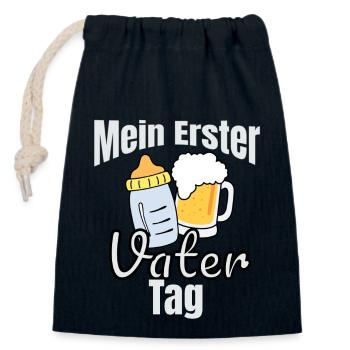 Mein erster Vatertag - Verschließbarer Geschenkbeutel aus Baumwolle (14x20cm) - Navy - Vorne