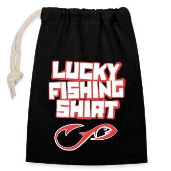 Lucky Fishing Shirt Pêcher - Sac cadeau en coton avec cordon (14 x 20 cm) - noir - Devant