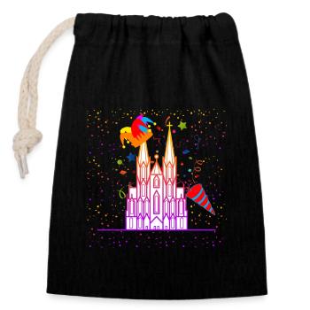 Cologne carnival - Closable cotton gift bag (14x20cm) - black - Front