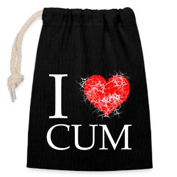 Ich liebe Sperma Cum Jizzle Samen Sex submissive - Verschließbarer Geschenkbeutel aus Baumwolle (14x20cm) - Schwarz - Vorne