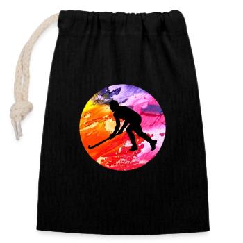 field Hockey - Closable cotton gift bag (14x20cm) - black - Front