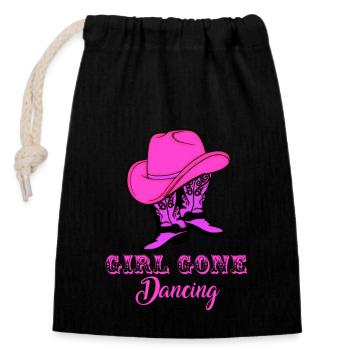 Line dance, line dancing country western - Closable cotton gift bag (14x20cm) - black - Front