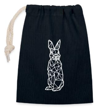 Polygone de lapin - Sac cadeau en coton avec cordon (14 x 20 cm) - bleu marine - Devant