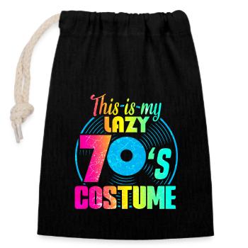 70s 1970s 70s music disco costume - Closable cotton gift bag (14x20cm) - black - Front