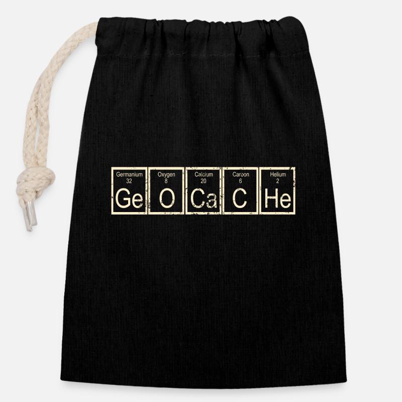 geocaching - Closable cotton gift bag (14x20cm) - black