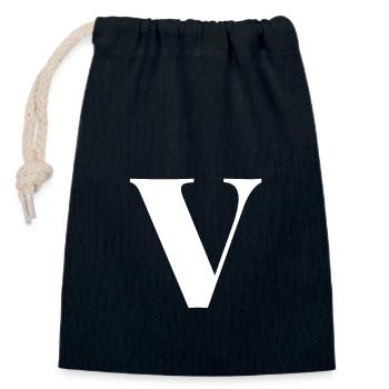 V Letter - Verschließbarer Geschenkbeutel aus Baumwolle (14x20cm) - Navy - Vorne