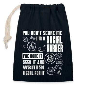 Le travailleur social ne me fait pas peur - Sac cadeau en coton avec cordon (14 x 20 cm) - bleu marine - Devant