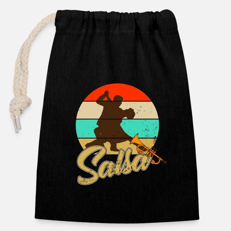 salsa - Sac cadeau en coton avec cordon (14 x 20 cm) - noir