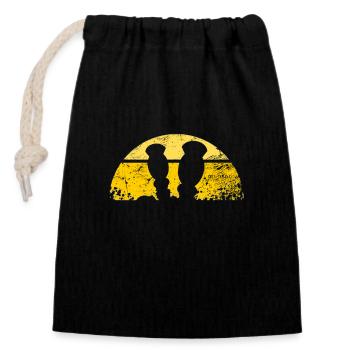 Grand cadeau de baby-foot - Sac cadeau en coton avec cordon (14 x 20 cm) - noir - Devant