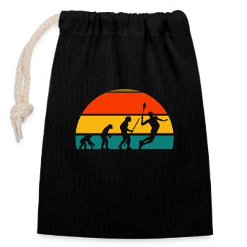 Badminton - Closable cotton gift bag (14x20cm) - black - Front