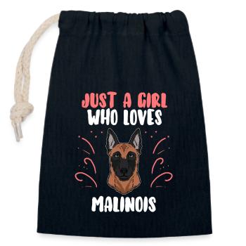 Just A Girl Who Loves Malinois Dog Gift - Closable cotton gift bag (14x20cm) - navy - Front